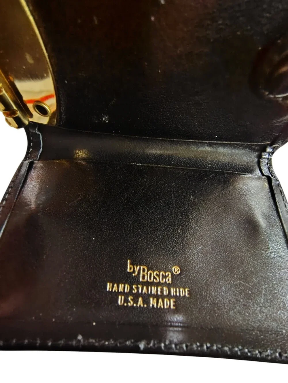 Vintage Bosca Black Leather 6 Key Card Wallet Case with Gold Hardware USA    55